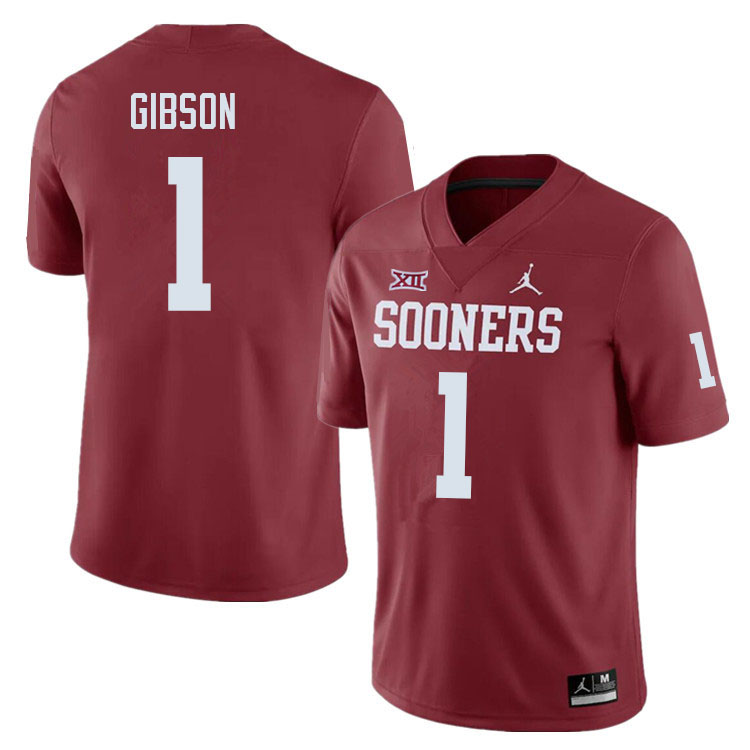 Men #1 Jayden Gibson Oklahoma Sooners College Football Jerseys Sale-Crimson
